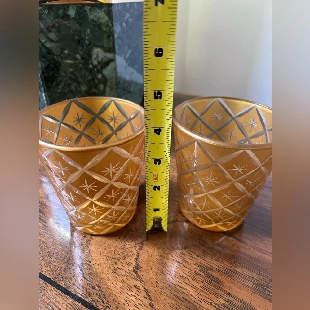 Mid Century Lot Faux Green Marble Ice Bucket and The Bombay Pair glasses